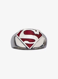 DC Comics Superman "Man of Steel" Red Enamel Signet Ring