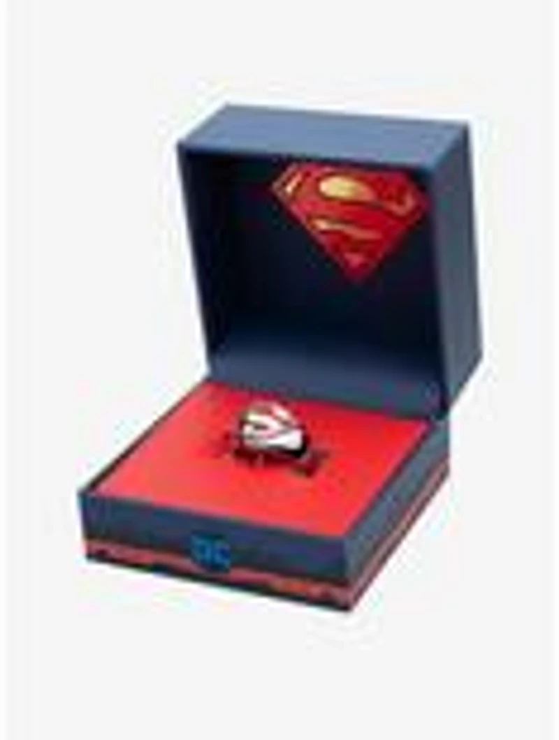 DC Comics Superman "Man of Steel" Red Enamel Signet Ring