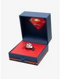 DC Comics Superman "Man of Steel" Red Enamel Signet Ring