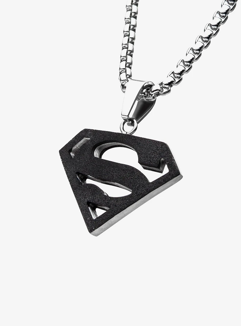 DC Comics Superman Black IP Stainless Steel Pendant Necklace