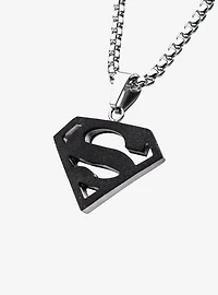 DC Comics Superman Black IP Stainless Steel Pendant Necklace