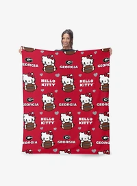 Georgia Bulldogs Football Ready Hello Kitty Cloud Throw Blanket