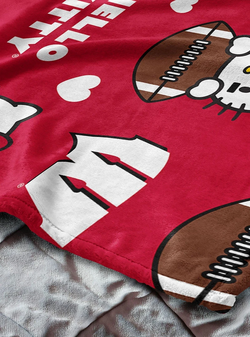 Wisconsin Badgers Football Ready Hello Kitty Cloud Throw Blanket