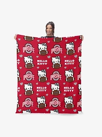 Ohio State Buckeyes Football Ready Hello Kitty Cloud Throw Blanket