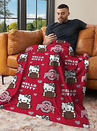 Ohio State Buckeyes Football Ready Hello Kitty Cloud Throw Blanket