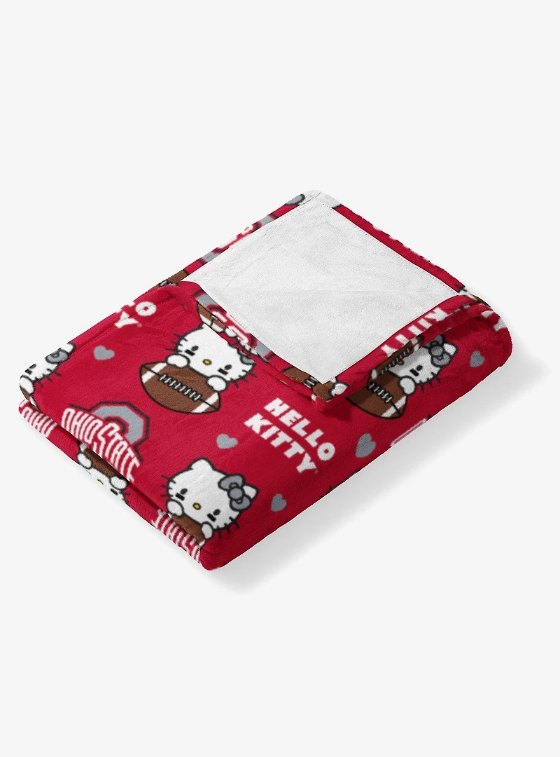 Ohio State Buckeyes Football Ready Hello Kitty Cloud Throw Blanket