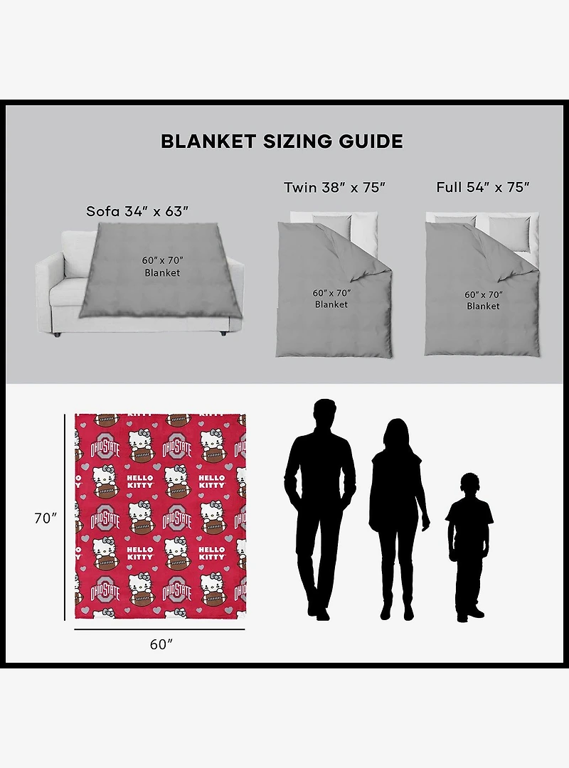 Ohio State Buckeyes Football Ready Hello Kitty Cloud Throw Blanket