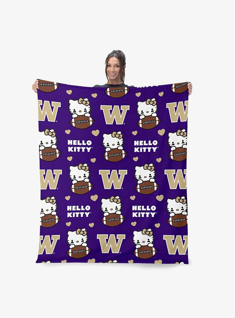 University of Washington Huskies Football Ready Hello Kitty Cloud Throw Blanket