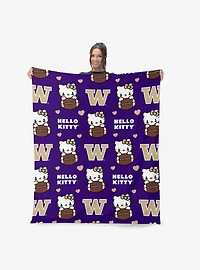 University of Washington Huskies Football Ready Hello Kitty Cloud Throw Blanket