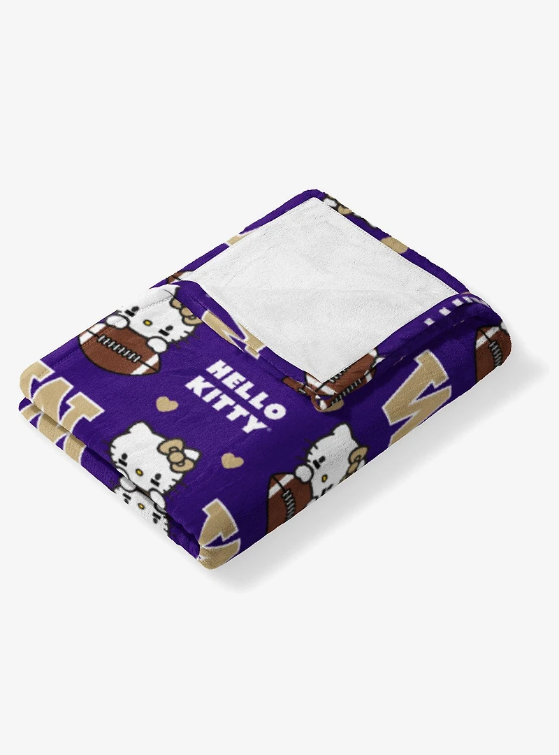University of Washington Huskies Football Ready Hello Kitty Cloud Throw Blanket