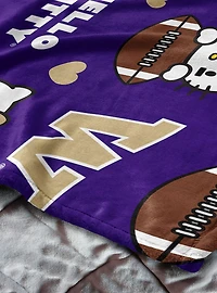 University of Washington Huskies Football Ready Hello Kitty Cloud Throw Blanket