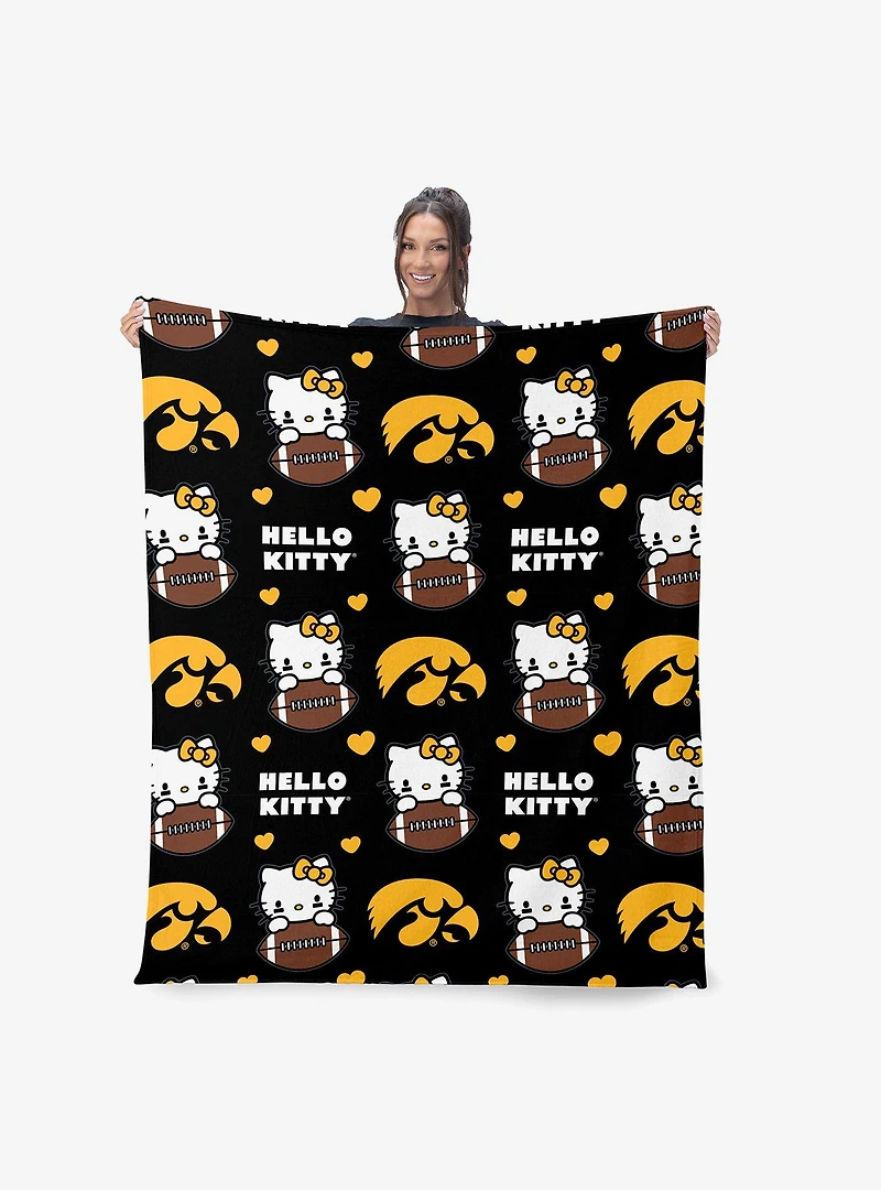 Iowa Hawkeyes Football Ready Hello Kitty Cloud Throw Blanket
