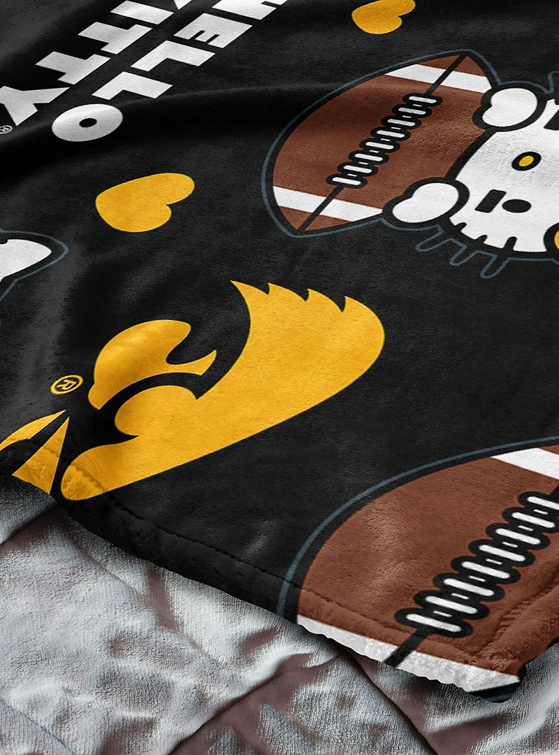 Iowa Hawkeyes Football Ready Hello Kitty Cloud Throw Blanket