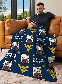 West Virginia Mountaineers Football Ready Hello Kitty Cloud Throw Blanket