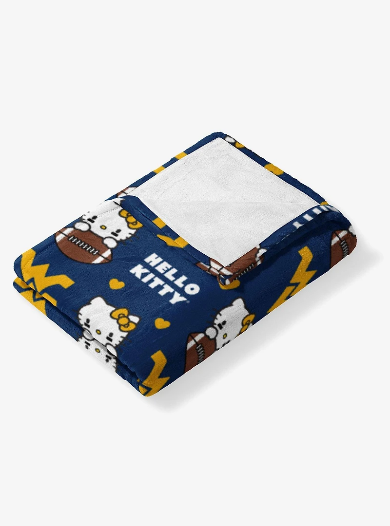West Virginia Mountaineers Football Ready Hello Kitty Cloud Throw Blanket