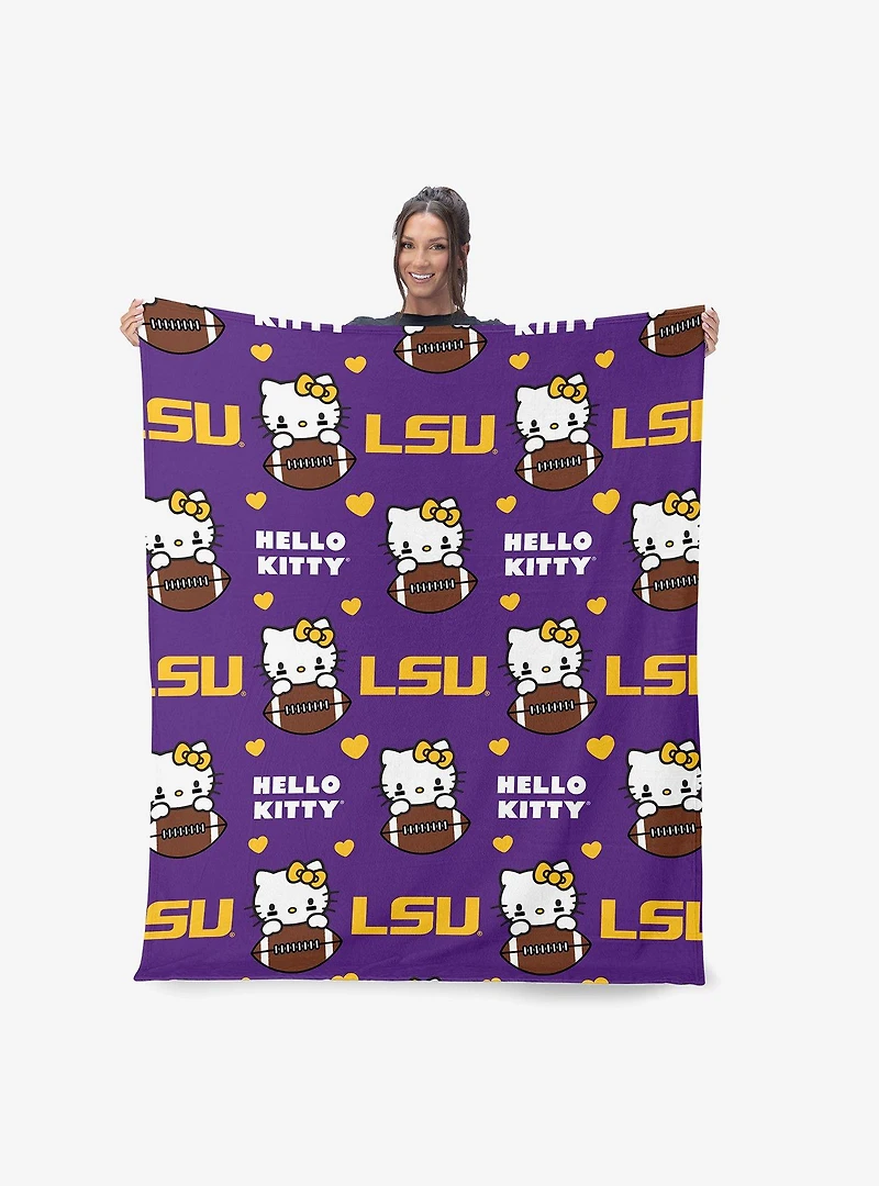 LSU Tigers Football Ready Hello Kitty Cloud Throw Blanket