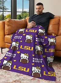 LSU Tigers Football Ready Hello Kitty Cloud Throw Blanket