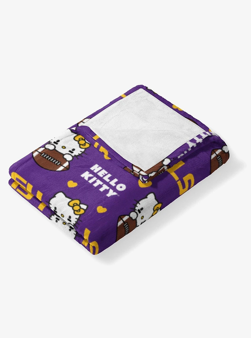 LSU Tigers Football Ready Hello Kitty Cloud Throw Blanket
