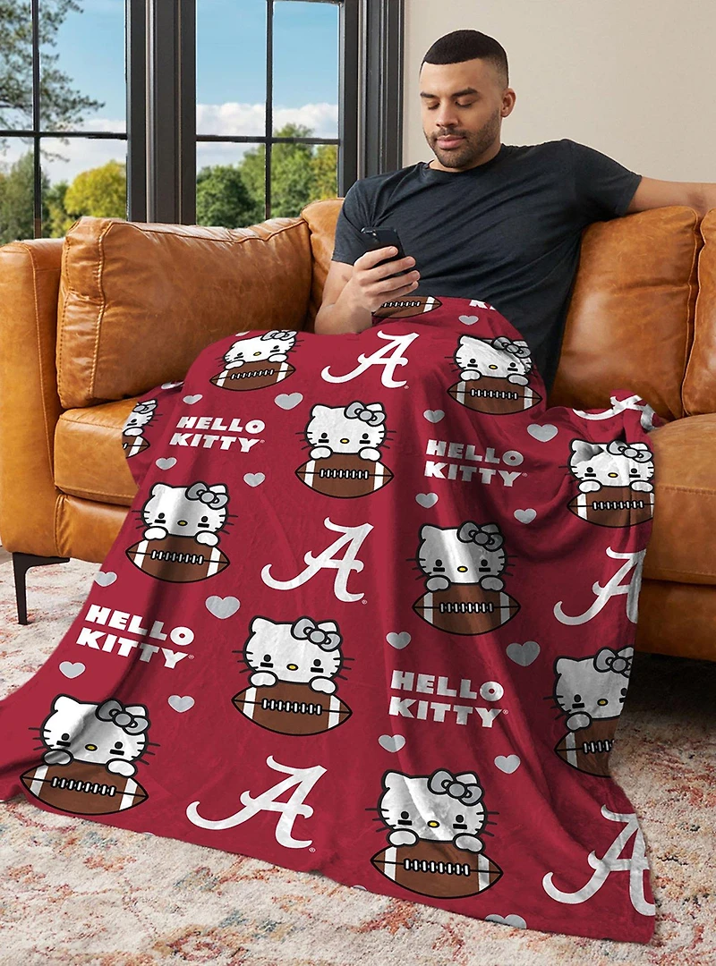 University of Alabama Crimson Tide Football Ready Hello Kitty Cloud Throw Blanket