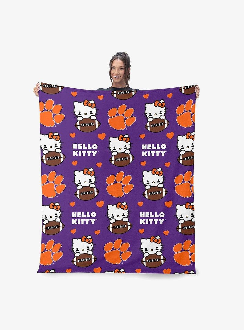 Clemson Tigers Football Ready Hello Kitty Cloud Throw Blanket