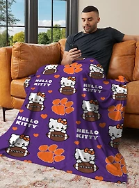 Clemson Tigers Football Ready Hello Kitty Cloud Throw Blanket