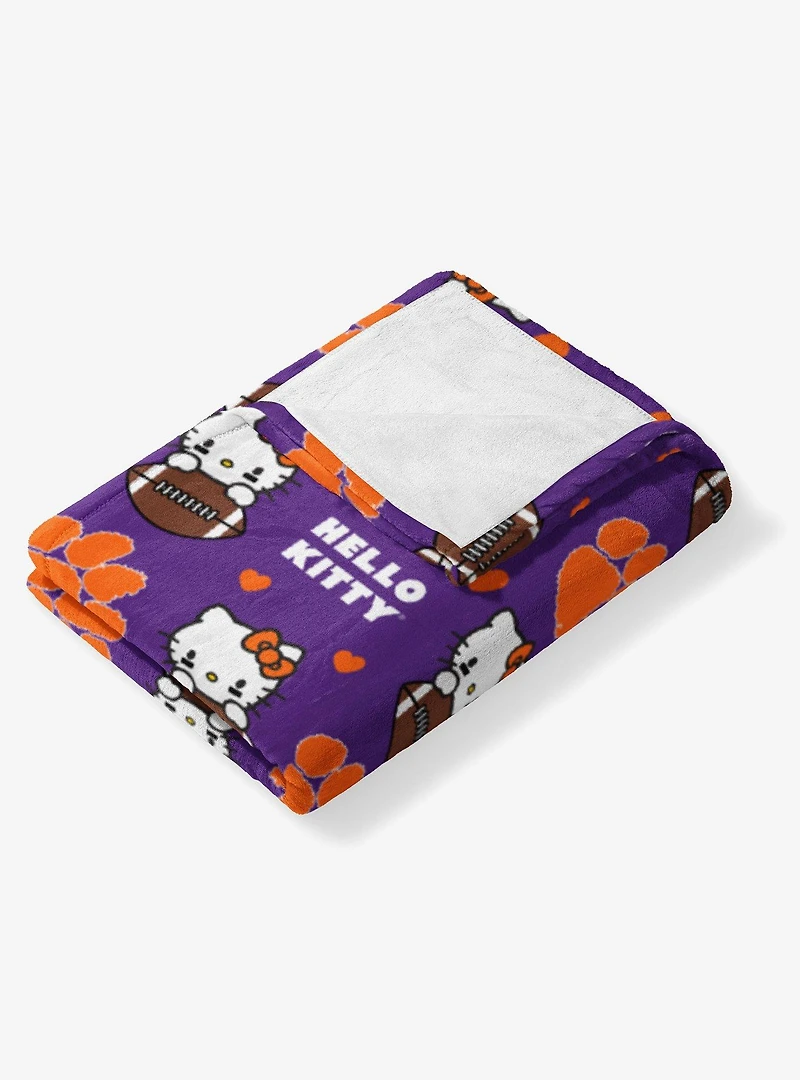 Clemson Tigers Football Ready Hello Kitty Cloud Throw Blanket