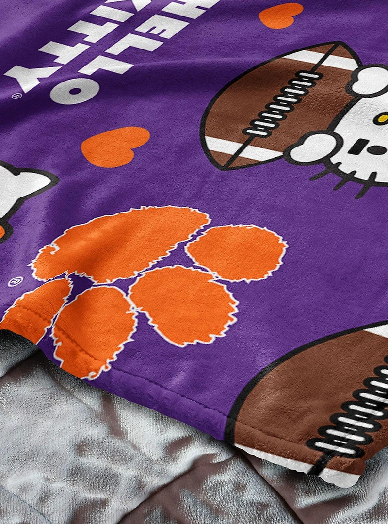 Clemson Tigers Football Ready Hello Kitty Cloud Throw Blanket