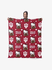 Indiana Hoosiers Football Ready Hello Kitty Cloud Throw Blanket