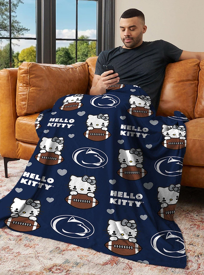 Penn State Nittany Lions Football Ready Hello Kitty Cloud Throw Blanket