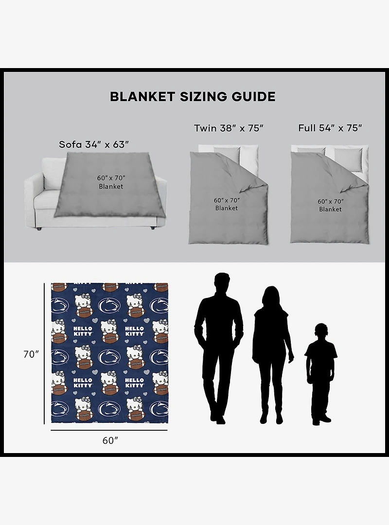 Penn State Nittany Lions Football Ready Hello Kitty Cloud Throw Blanket