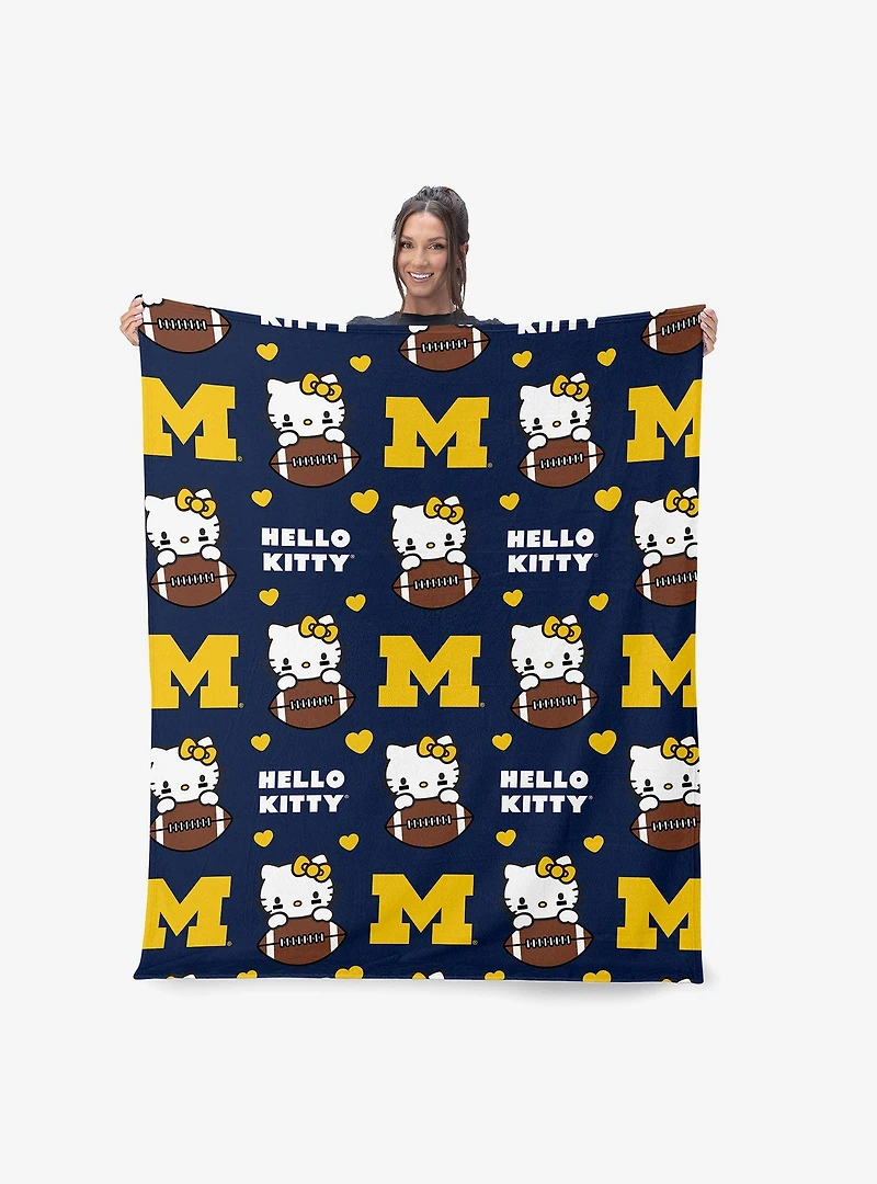 Michigan Wolverines Football Ready Hello Kitty Cloud Throw Blanket