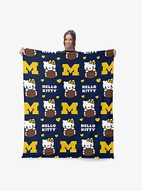 Michigan Wolverines Football Ready Hello Kitty Cloud Throw Blanket