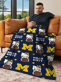 Michigan Wolverines Football Ready Hello Kitty Cloud Throw Blanket
