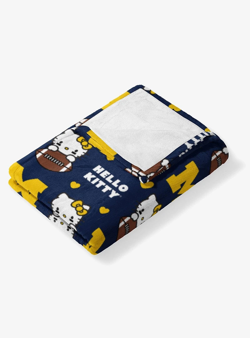 Michigan Wolverines Football Ready Hello Kitty Cloud Throw Blanket