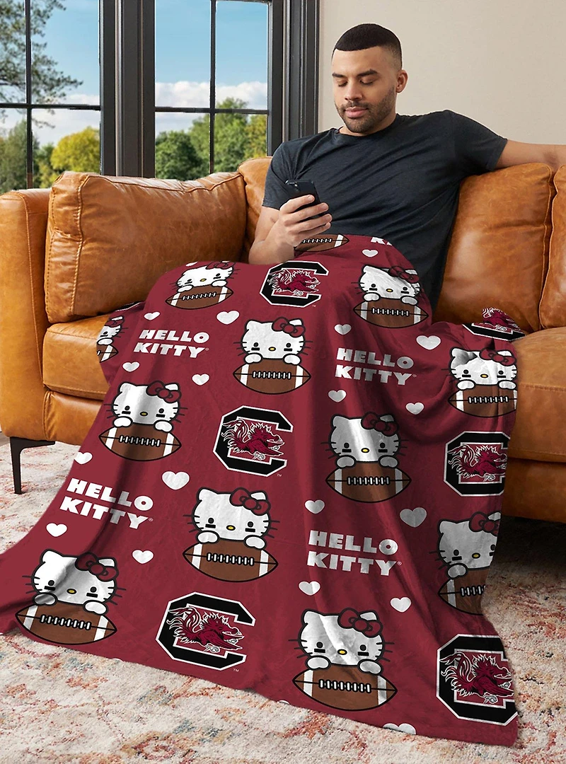 South Carolina Gamecocks Football Ready Hello Kitty Cloud Throw Blanket