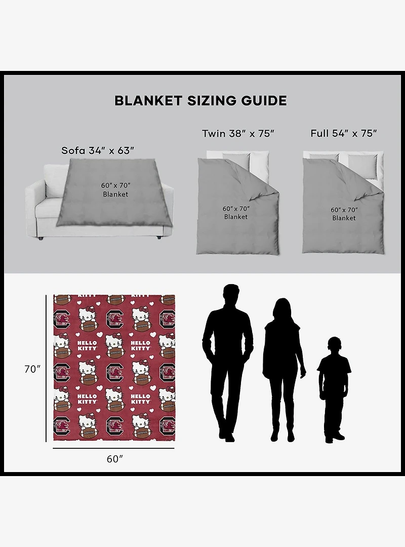 South Carolina Gamecocks Football Ready Hello Kitty Cloud Throw Blanket