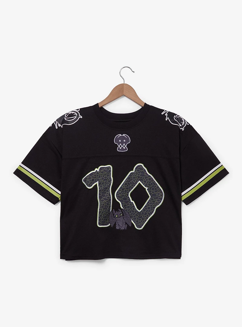 DreamWorks How To Train Your Dragon Toothless Women's Plus Cropped Football Jersey - BoxLunch Exclusive