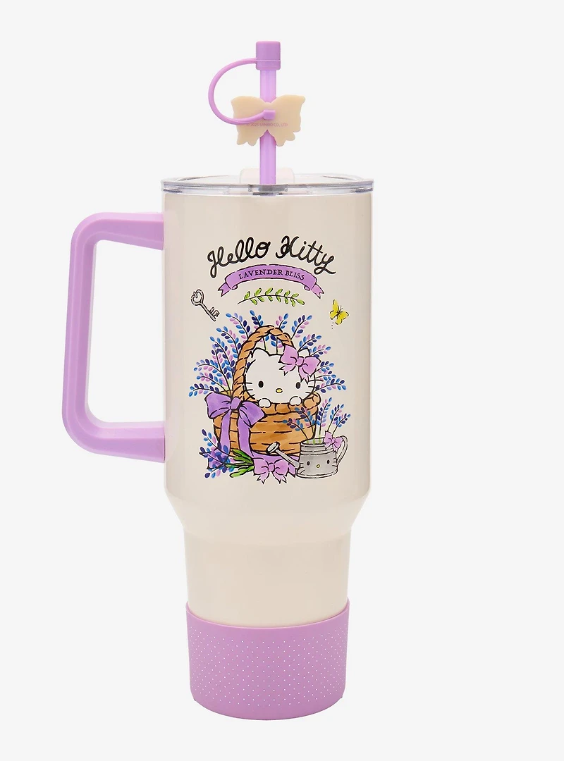 Sanrio Hello Kitty Lavender Bow Straw Tumbler with Handle - BoxLunch Exclusive