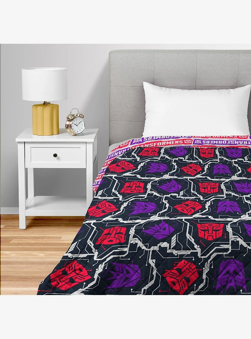 Transformers Transformer Logo Quilted Throw Blanket