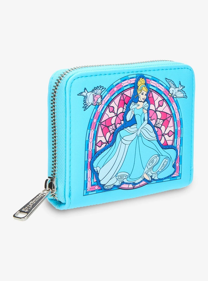 Loungefly Disney Cinderella Stained Glass Portrait Small Zip Wallet - BoxLunch Exclusive