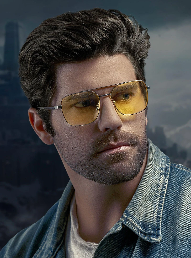 Witcher x GUNNAR White Wolf Amber Tint Blue Light Glasses