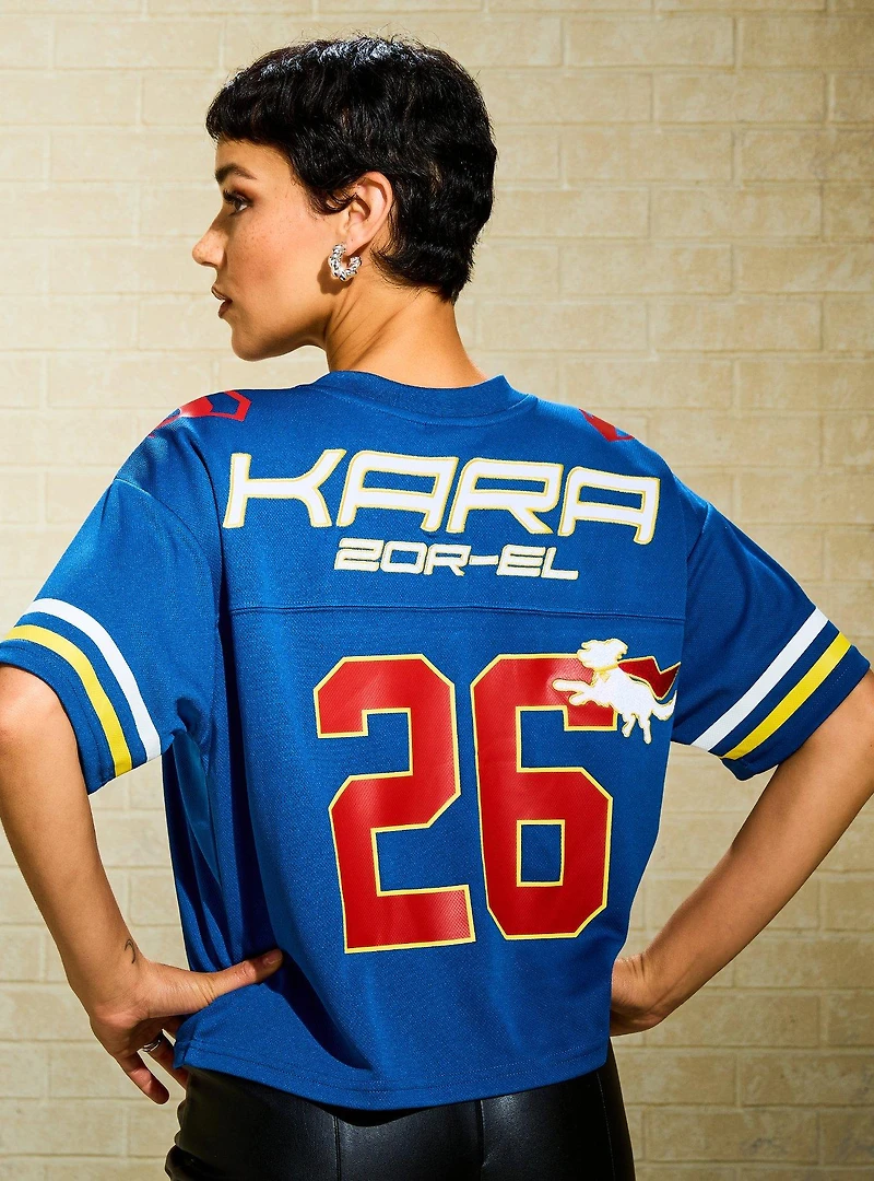 DC Comics Supergirl Kara Women's Plus Cropped Football Jersey - BoxLunch Exclusive