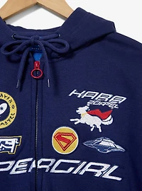 DC Supergirl Embroidered Patches Women's Plus Cropped Zippered Hoodie - BoxLunch Exclusive