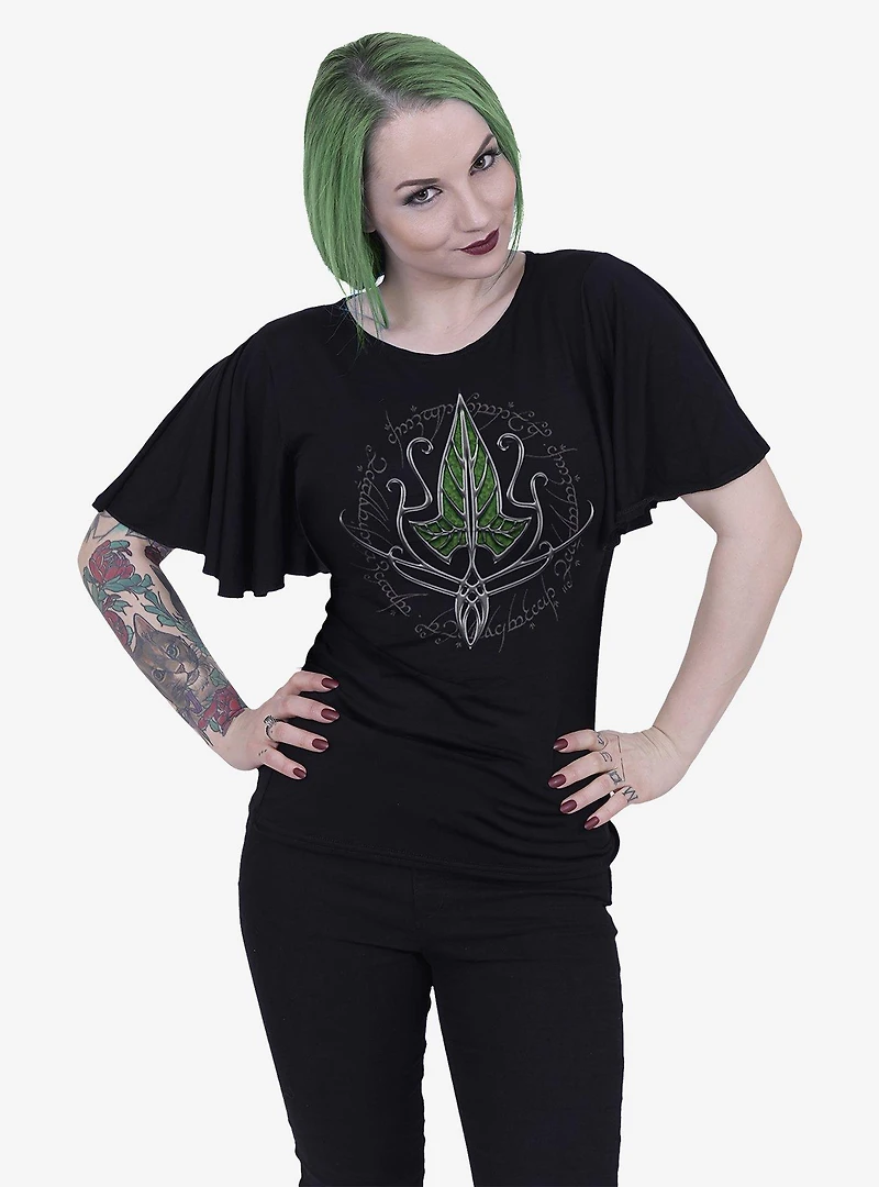 the Lord of Rings Frodo Leaf Boat Neck Bat Sleeve Top