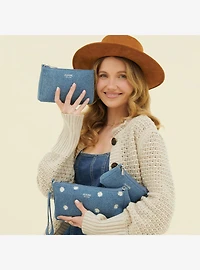 JuJuBe Denim and Daisies 3-piece Pouch Set