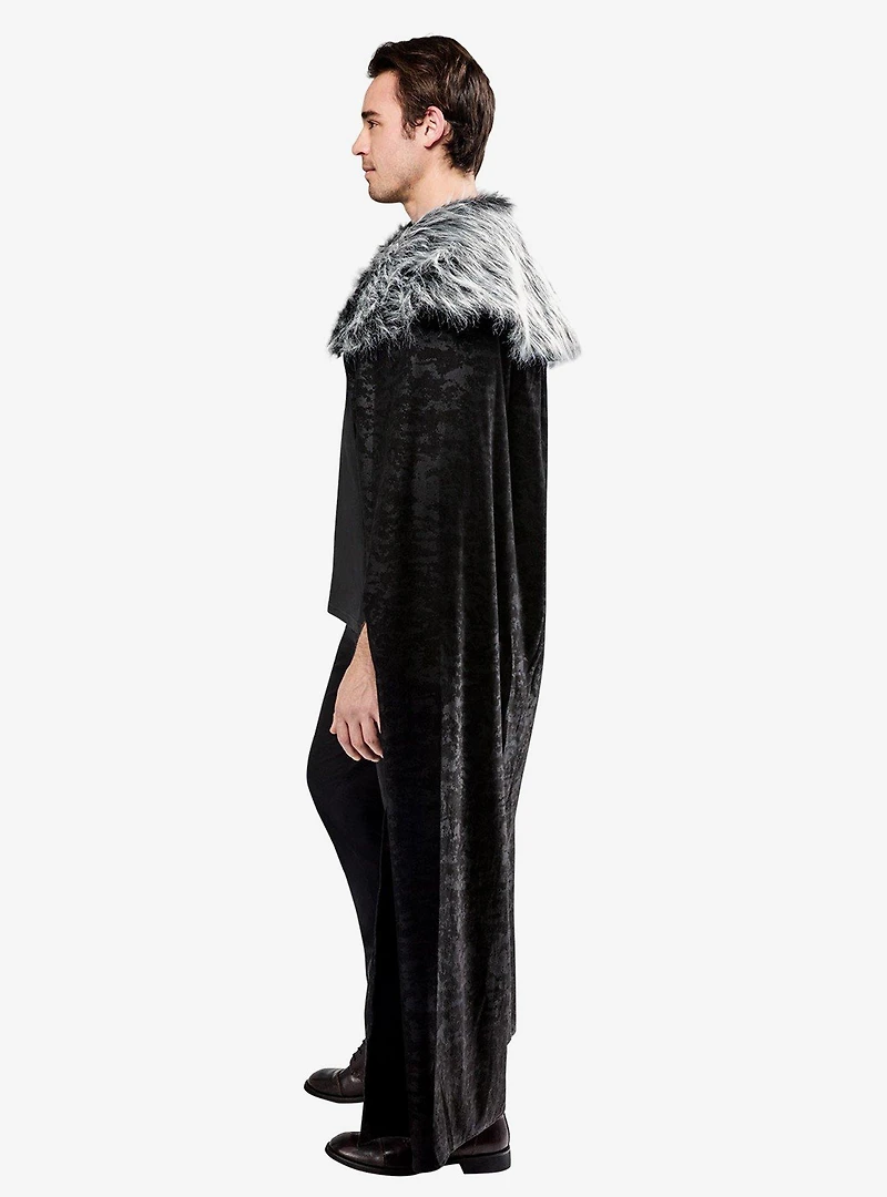 Black Full Length Cape with Faux Fur Collar