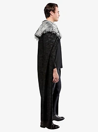 Black Full Length Cape with Faux Fur Collar