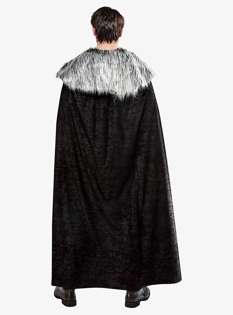 Black Full Length Cape with Faux Fur Collar