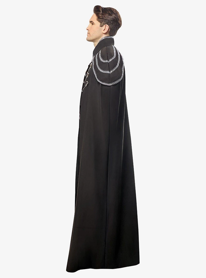 Black Full Length Renaissance Cape with Chain Accents