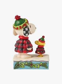 Peanuts Snoopy and Woodstock Christmas Plaid Figurine